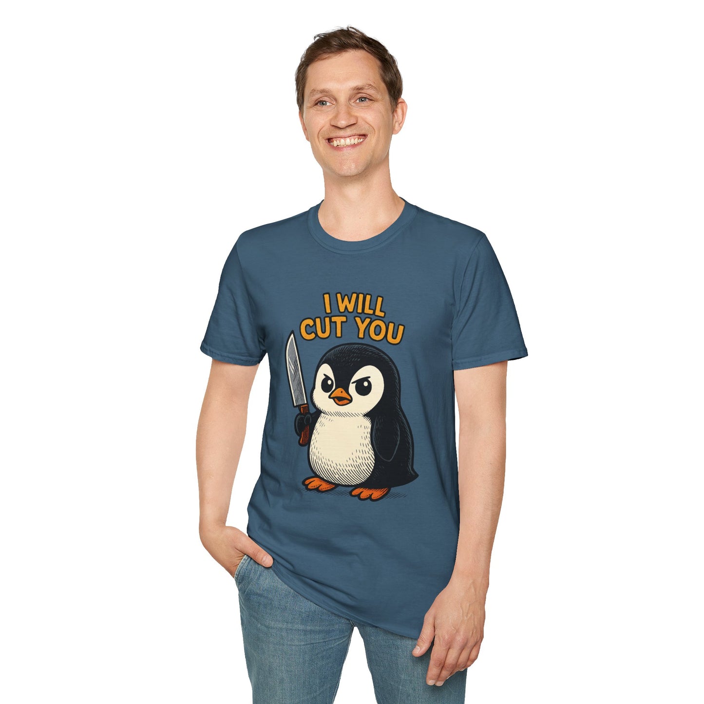 Angry Penguin Knife Shirt – Funny Animal Graphic Tee, Sarcastic Gift for Introverts, Cute but Deadly Humor Shirt