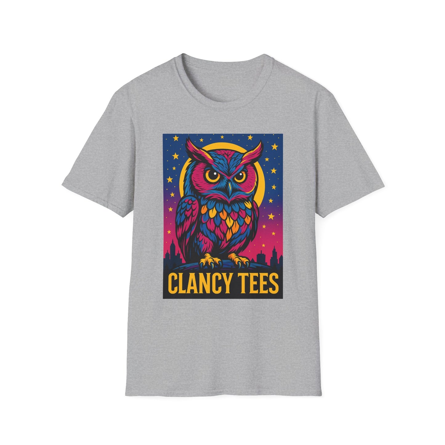 Psychedelic Owl Shirt with Stars and Moon | Trippy Forest Animal Tee | Gift for Night Owls and Weirdos | Bold Colorful Nature Graphic Tee