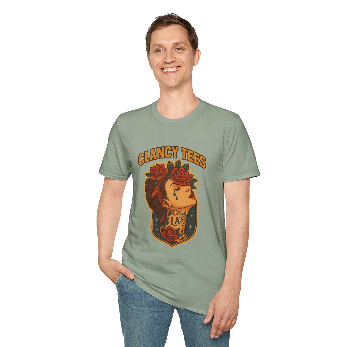 Unisex Tattoo Graphic Tee with Floral Design, Casual Everyday Wear, Gift for Friends, Fashionable Lounge Top, Cute Summer Shirt