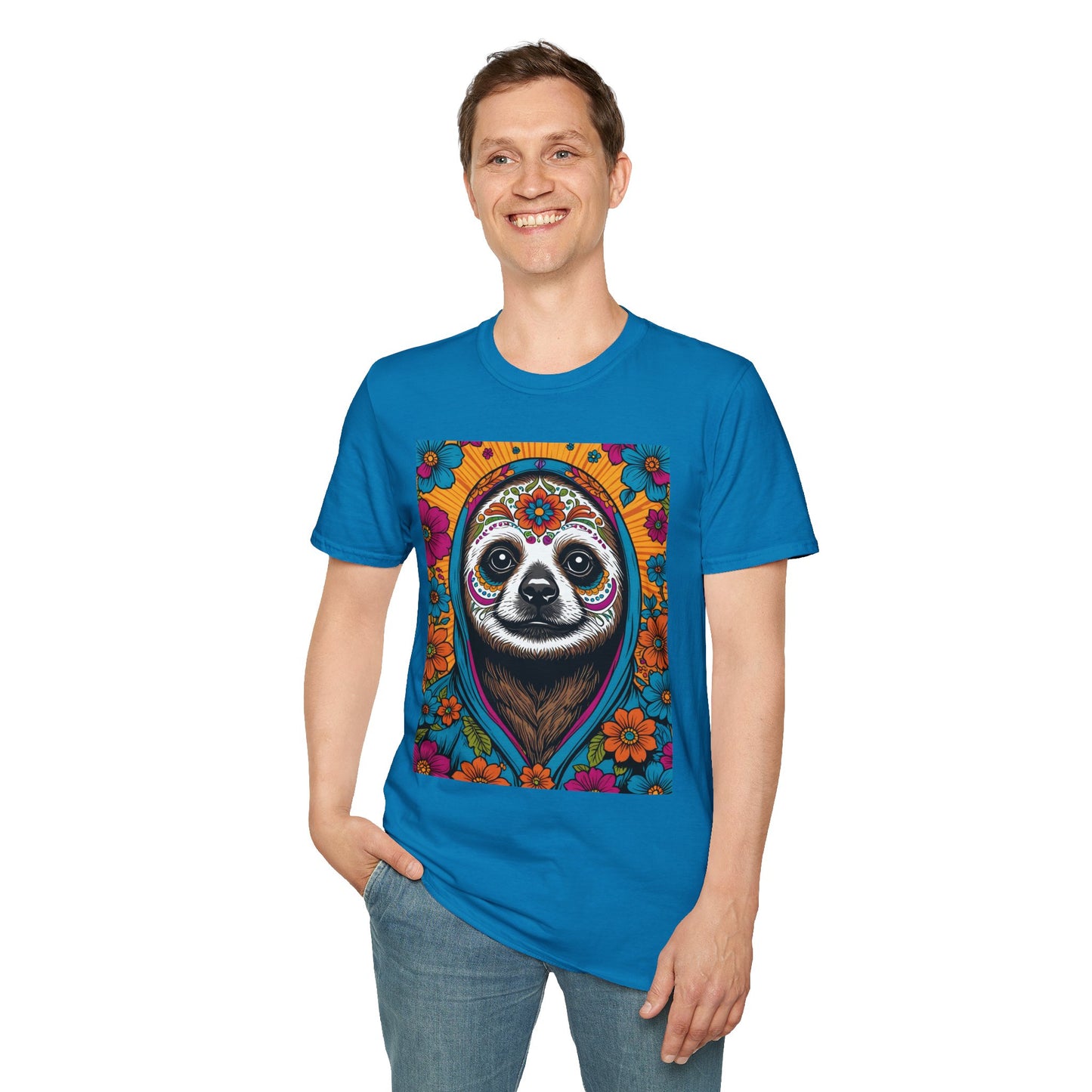 Psychedelic Sloth T Shirt Trippy Animal Graphic Tee Colorful Festival Top Gift for Sloth Lovers