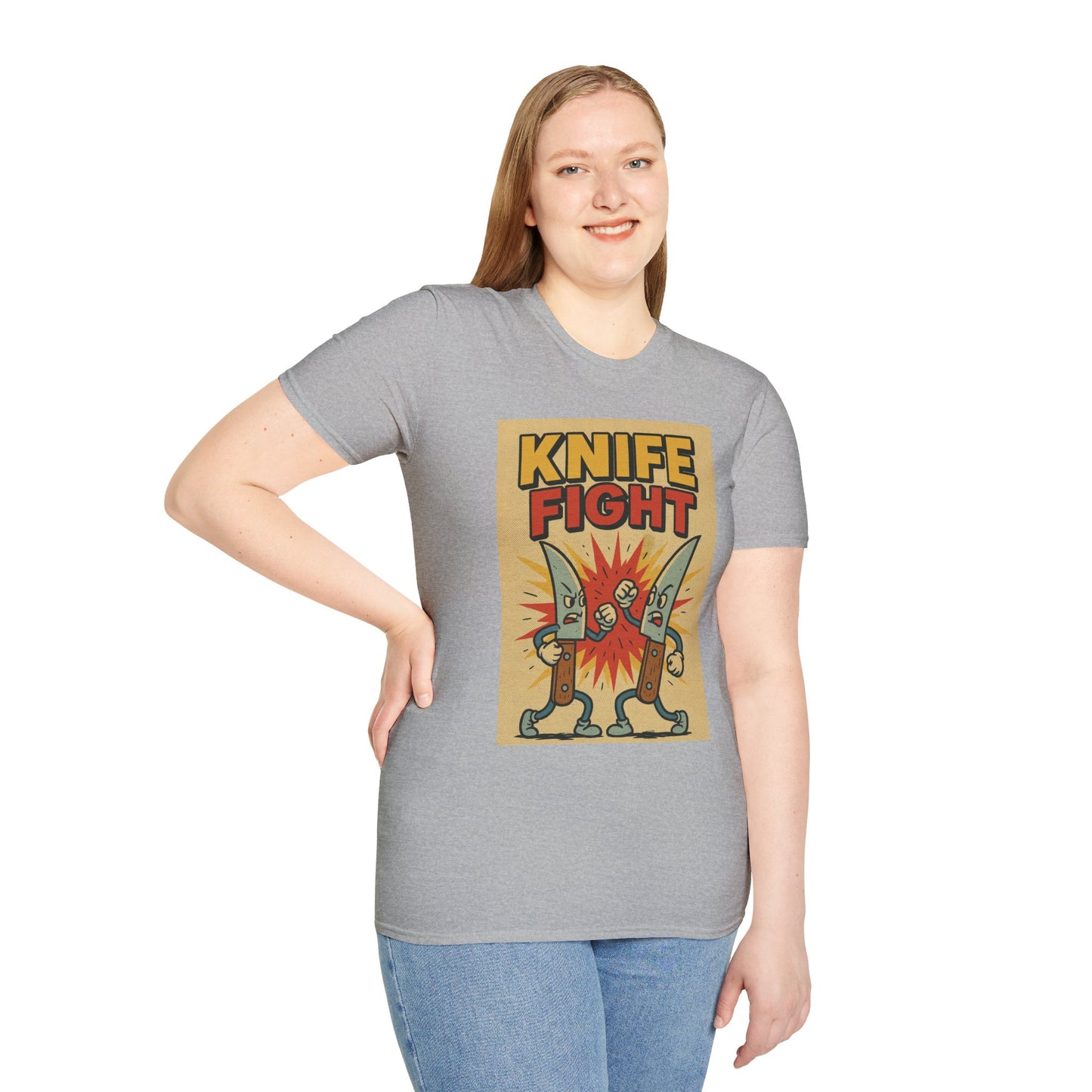 Retro Knife Fight Graphic T-Shirt, Funny Tee, Casual Unisex Clothing, Gift for Him or Her, Unique Humor Shirt