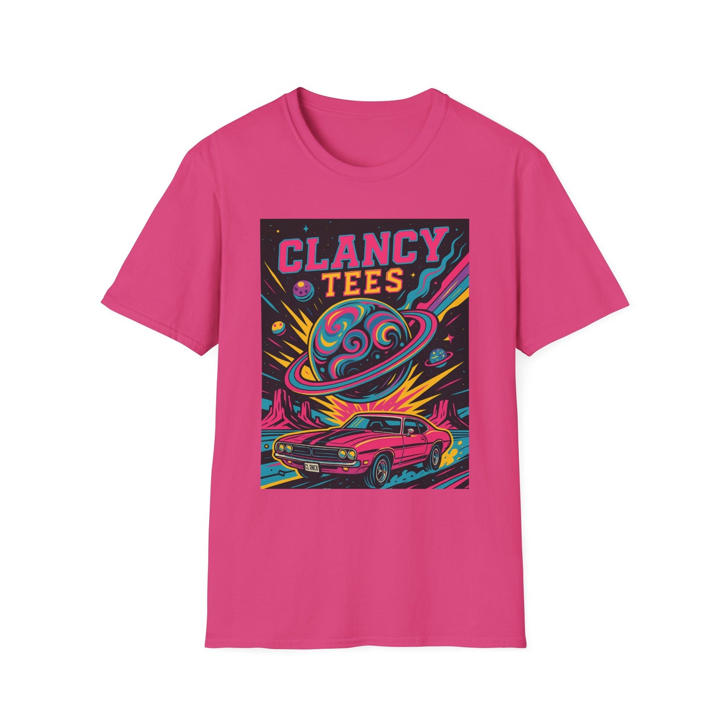 Retro UFO Car Crash Shirt – Clancy Tees Vaporwave Space Tee – Gift for Sci-Fi Fans, Vintage Car Lovers, Alien Believers, and 80s Aesthetic Addicts