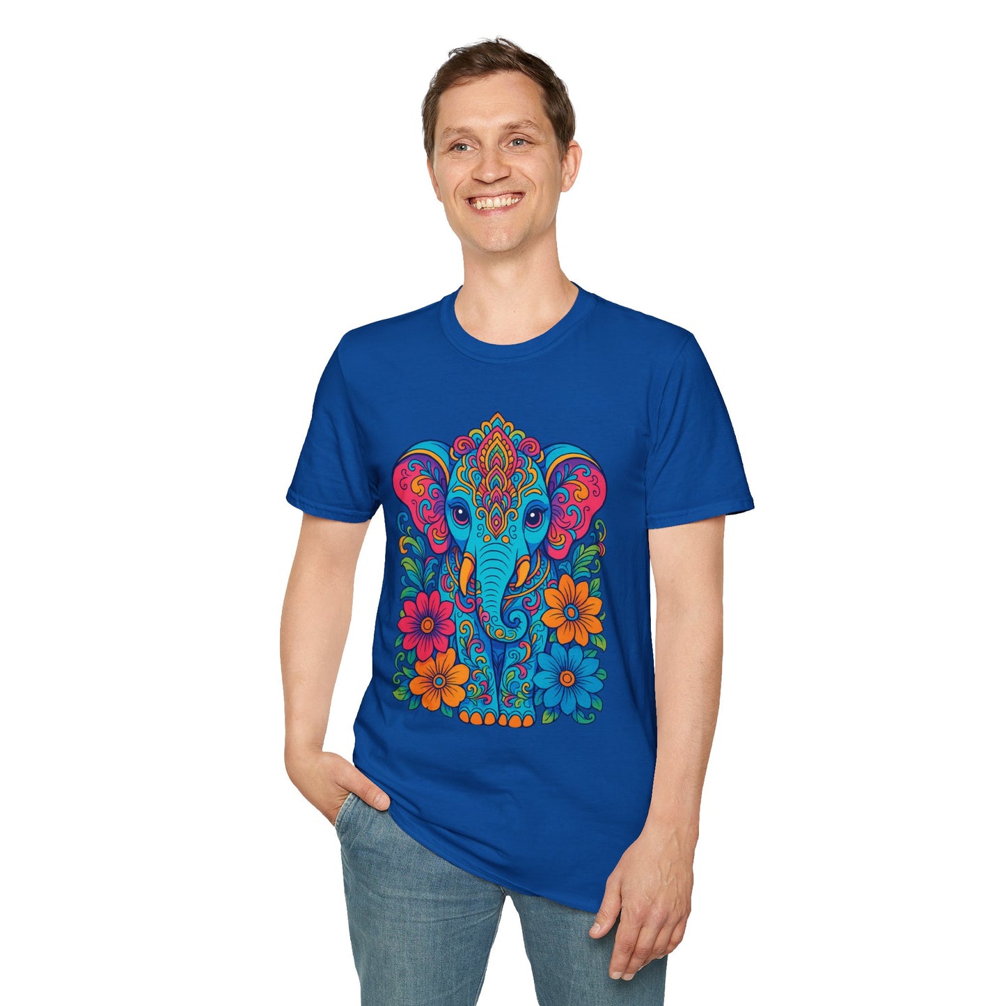 Colorful Elephant Shirt Trippy Boho Floral Art Tee Gift for Yoga Lovers Psychedelic Animal Fans and Free Spirits Who Rock Vibrant Festival Style