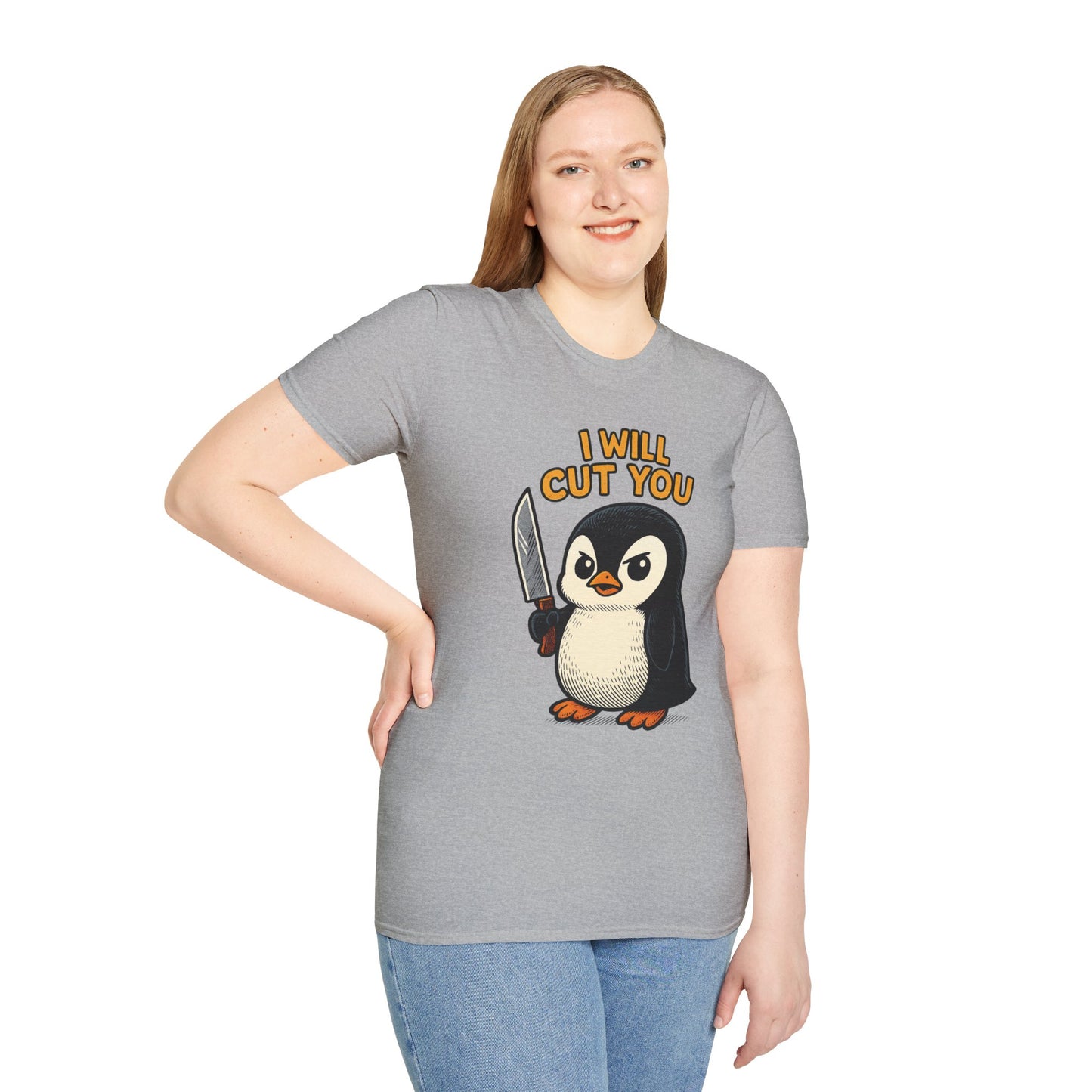Angry Penguin Knife Shirt – Funny Animal Graphic Tee, Sarcastic Gift for Introverts, Cute but Deadly Humor Shirt
