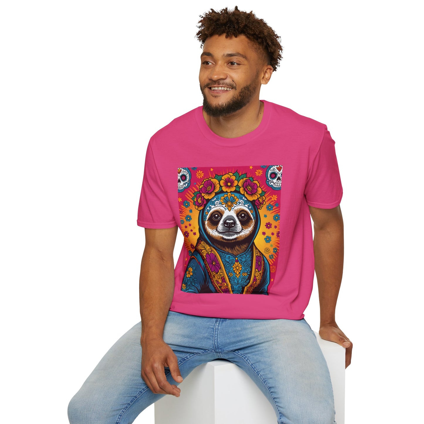 Boho Sloth T Shirt Trippy Animal Graphic Tee Colorful Festival Top Gift for Sloth Lovers