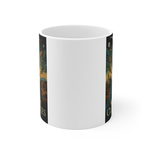 Surreal Fantasy Ocean Mug Vintage Mermaid Coffee Cup Mythical Sea Artwork Ceramic 11oz Cosmic Dream Aesthetic Gift For Fantasy Lovers