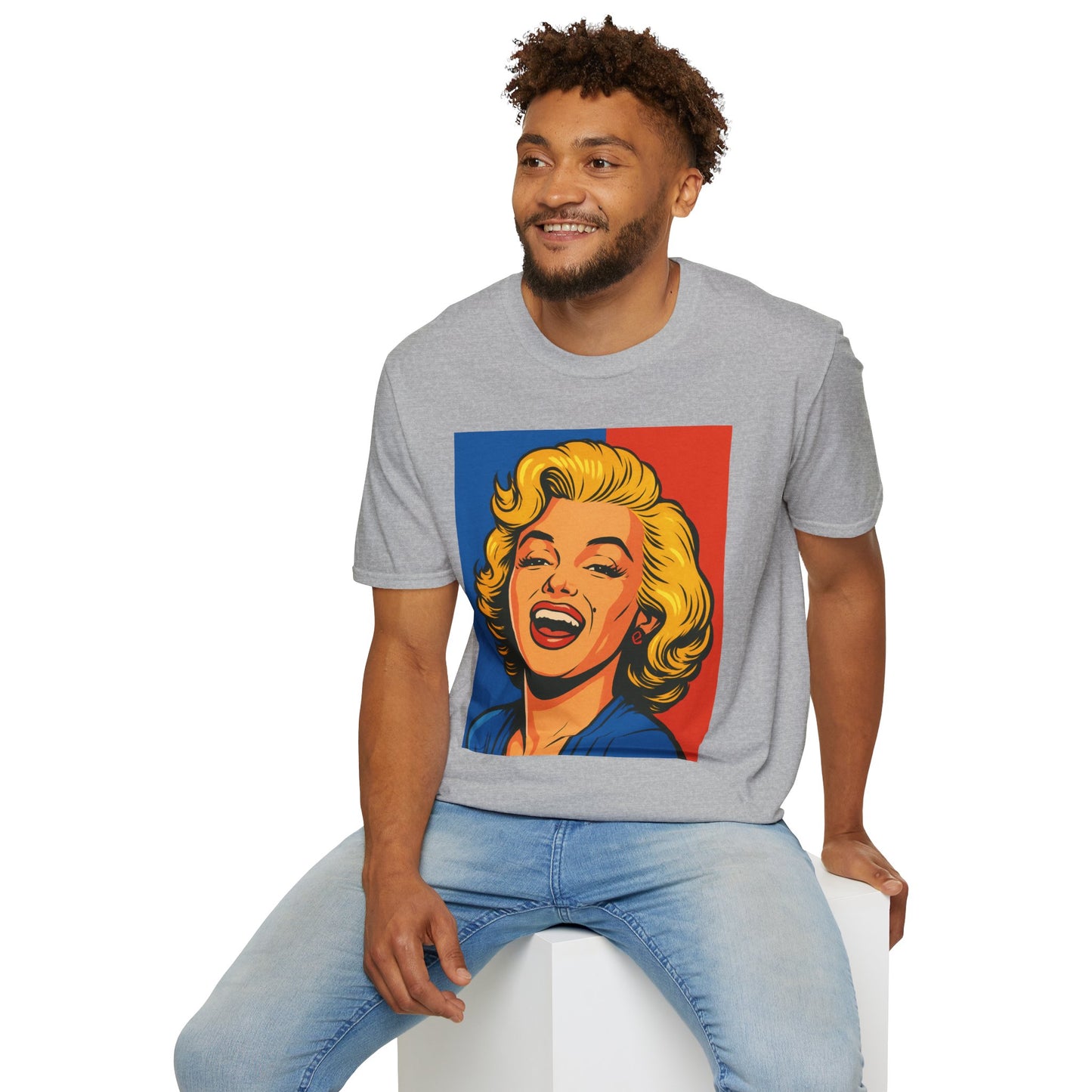 Retro Blonde Bombshell T-Shirt – Pop Art Style Graphic Tee – Gift for Classic Movie Fans, Vintage Aesthetic Lovers, and Bold Fashion Enthusiasts