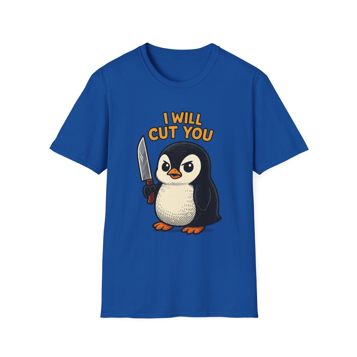 Angry Penguin Knife Shirt – Funny Animal Graphic Tee, Sarcastic Gift for Introverts, Cute but Deadly Humor Shirt