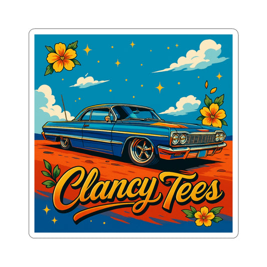 ClancyTees Lowrider Sticker – Kiss Cut Vinyl Decal, Classic Car Artwork, Retro Street Aesthetic, Gift for Car Enthusiasts