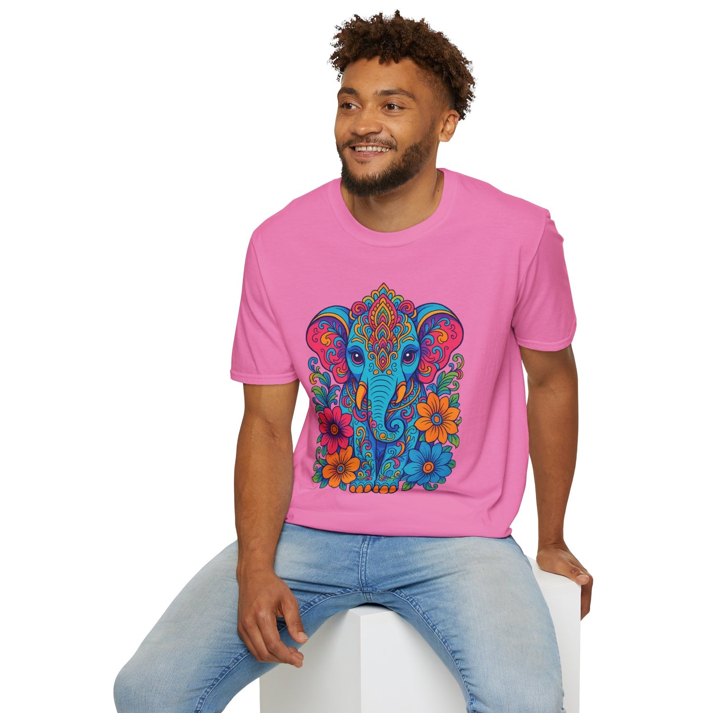 Colorful Elephant Shirt Trippy Boho Floral Art Tee Gift for Yoga Lovers Psychedelic Animal Fans and Free Spirits Who Rock Vibrant Festival Style