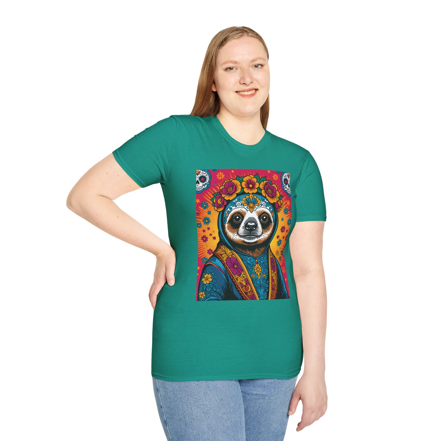 Boho Sloth T Shirt Trippy Animal Graphic Tee Colorful Festival Top Gift for Sloth Lovers