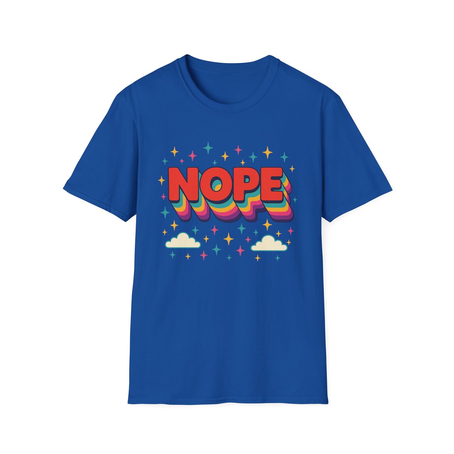Nope Rainbow Cloud T-Shirt Funny Antisocial Humor Gift for Introverts Softstyle Unisex Tee