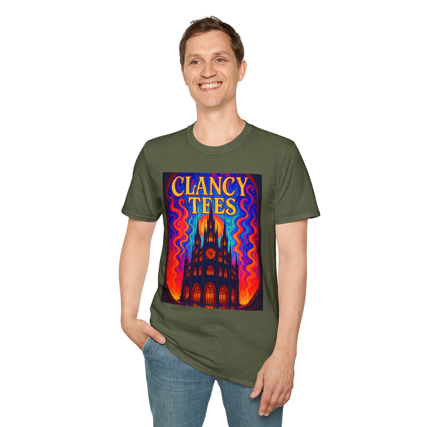 Psychedelic Cathedral Shirt – Trippy Gothic Church Tee – Gift for Art Nerds, Music Festival Fans, Visual Explorers, and Spiritual Weirdos