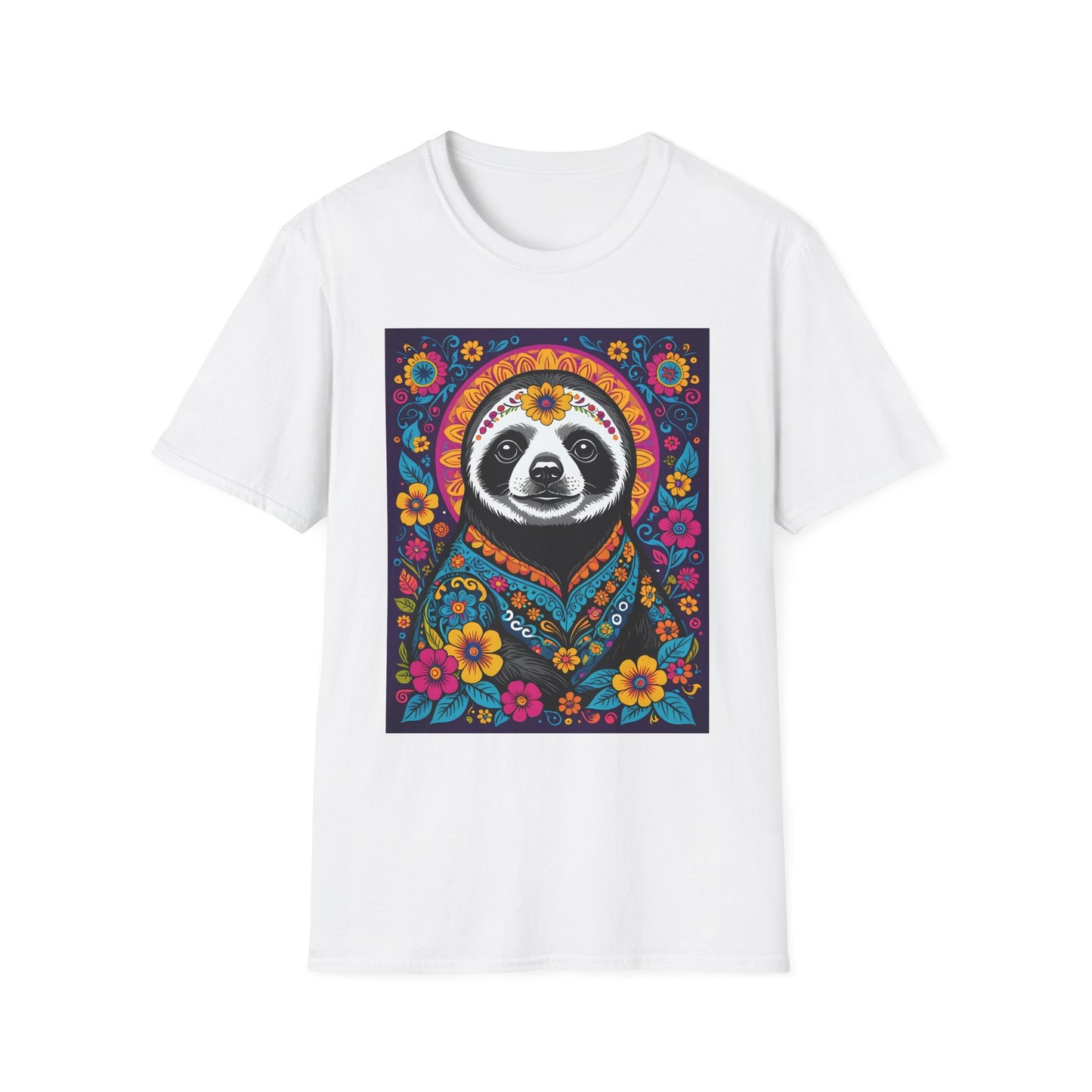 Psychedelic Sloth T Shirt Boho Animal Graphic Tee Trippy Festival Top Gift for Sloth Lovers