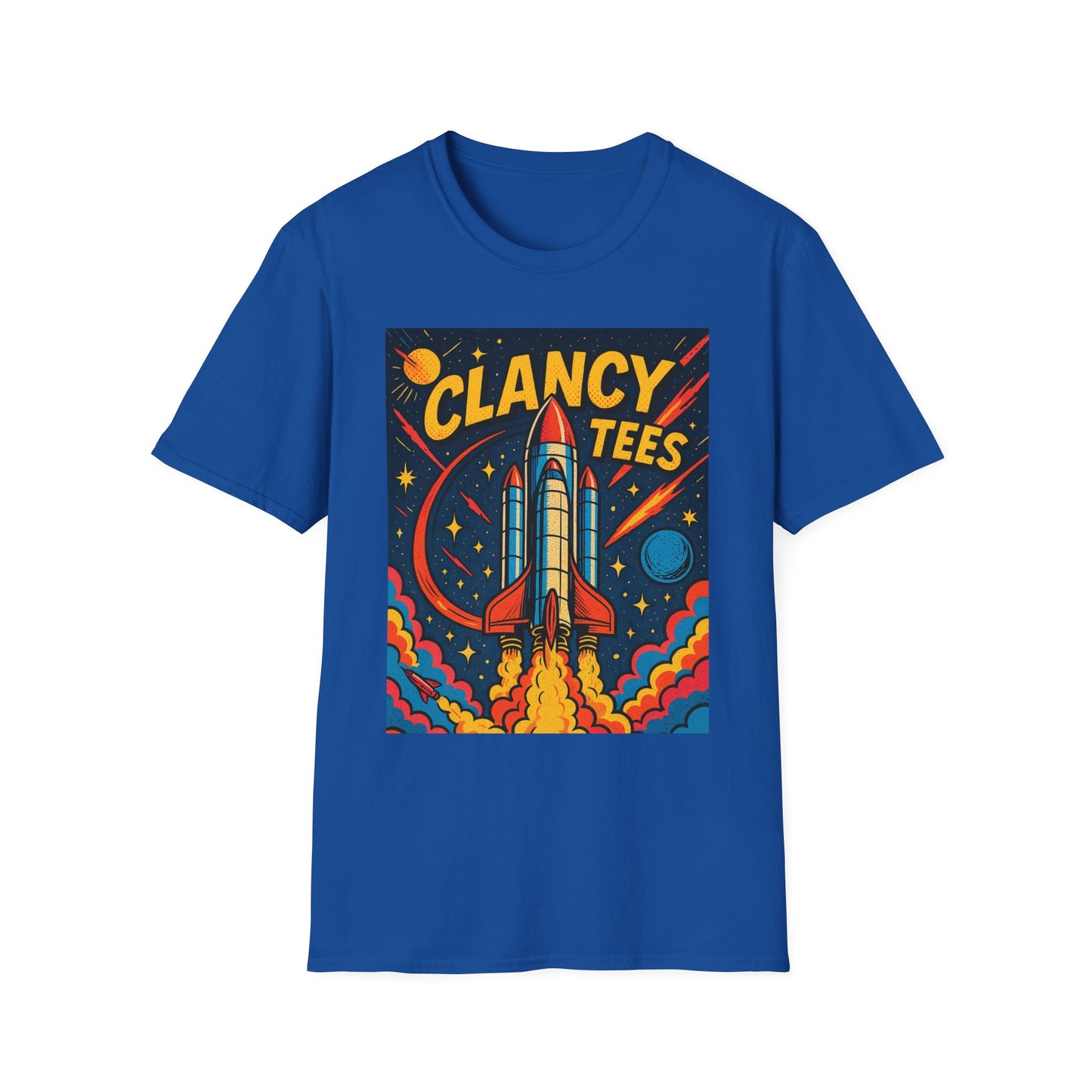 Retro Rocket Ship Shirt Outer Space Graphic Tee | Psychedelic Galaxy Print Top | Gift for Space Nerds and Dreamers | Astronaut Aesthetic Tee