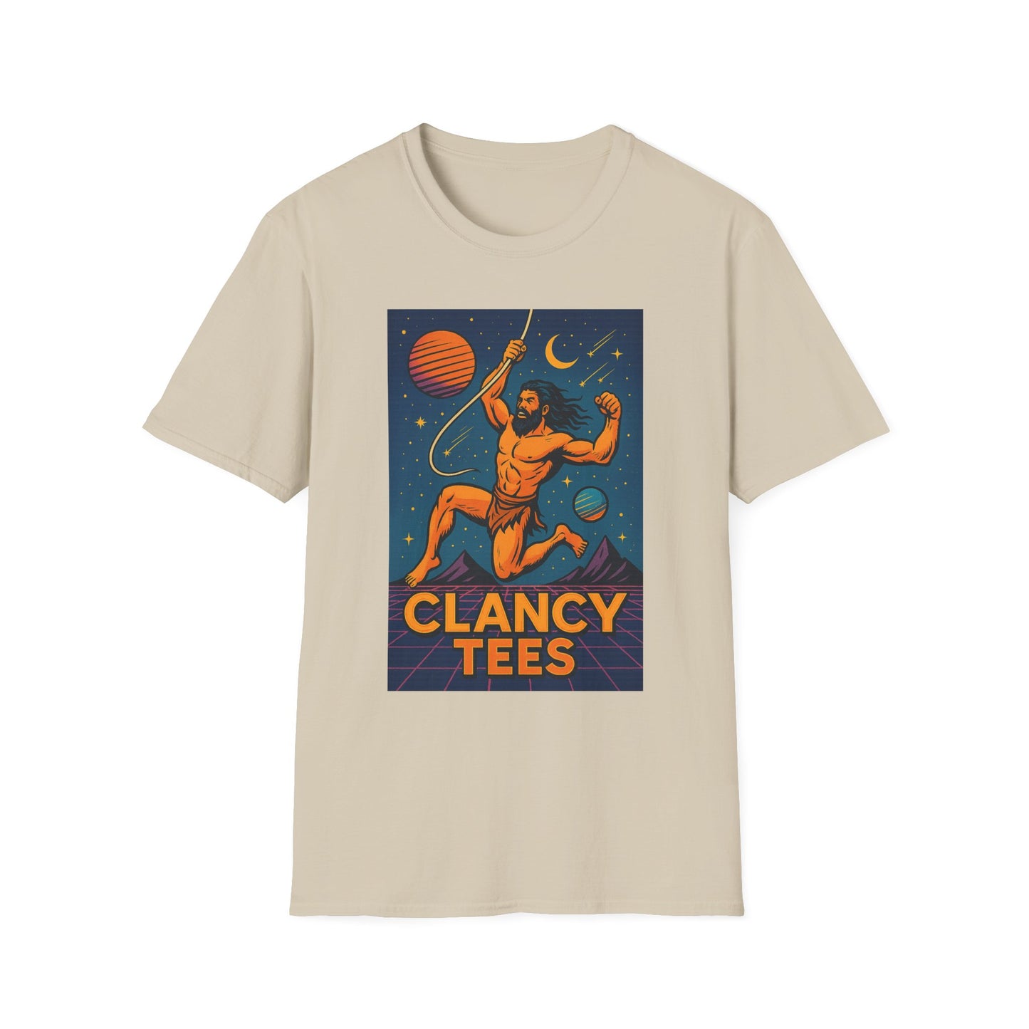 Retro Space Graphic Unisex Softstyle T-Shirt, Fun Casual Wear, Gift for Space Lovers, Cute Vintage Tee, Everyday Comfort Shirt