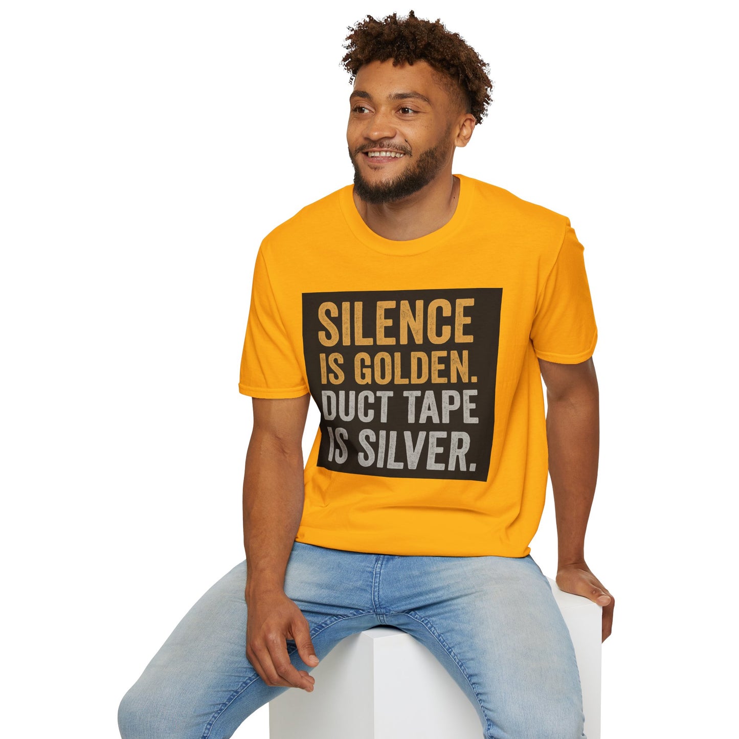 Funny Quote T-Shirt - Silence is Golden Duct Tape is Silver, Gift for Dad, Birthday Gift, Humorous Tee, Unisex Apparel, Casual Wear