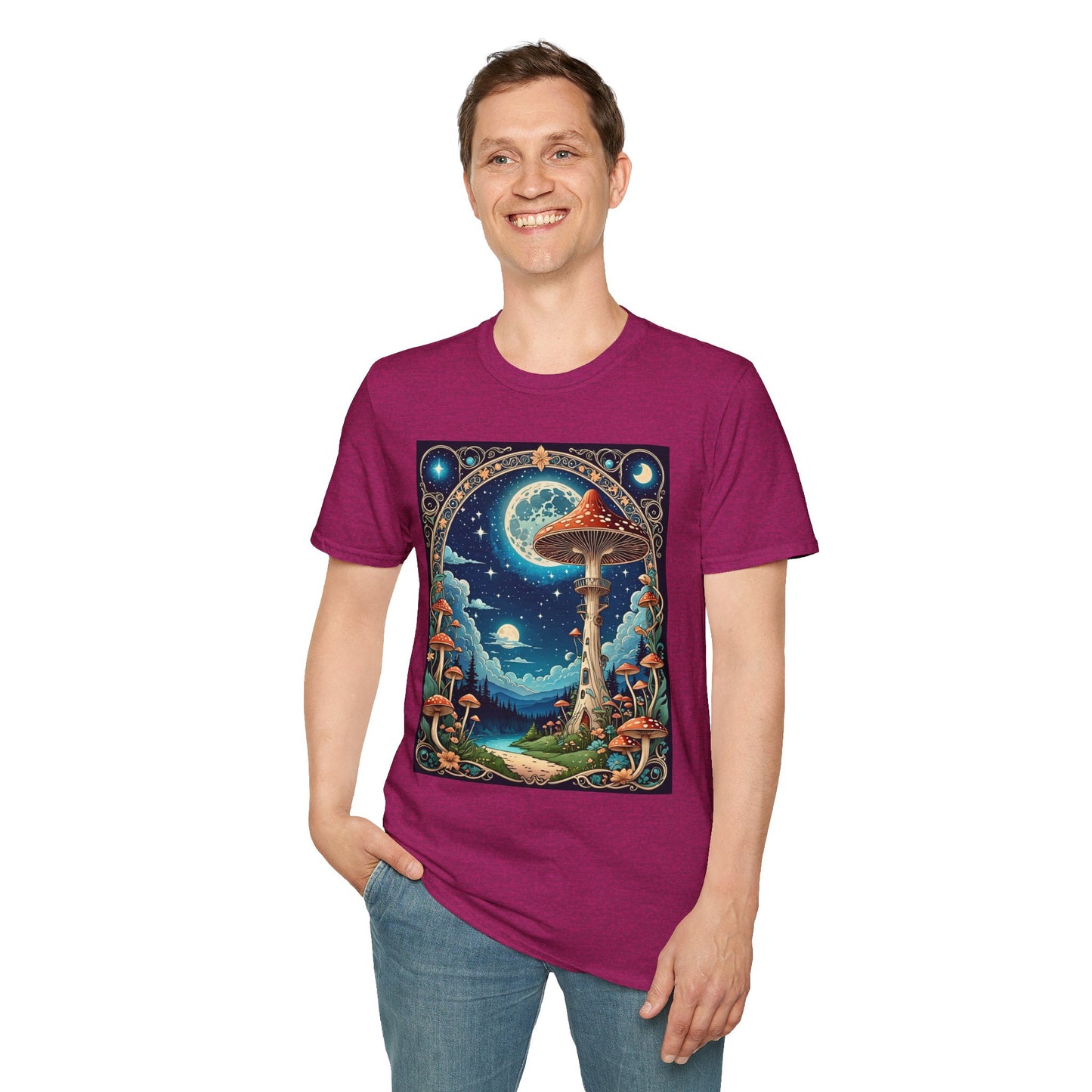 Psychedelic Mushroom Forest Shirt – Trippy Moonlight Nature Tee – Gift for Shroom Enthusiasts, Fantasy Fans, and Dreamy Escapists