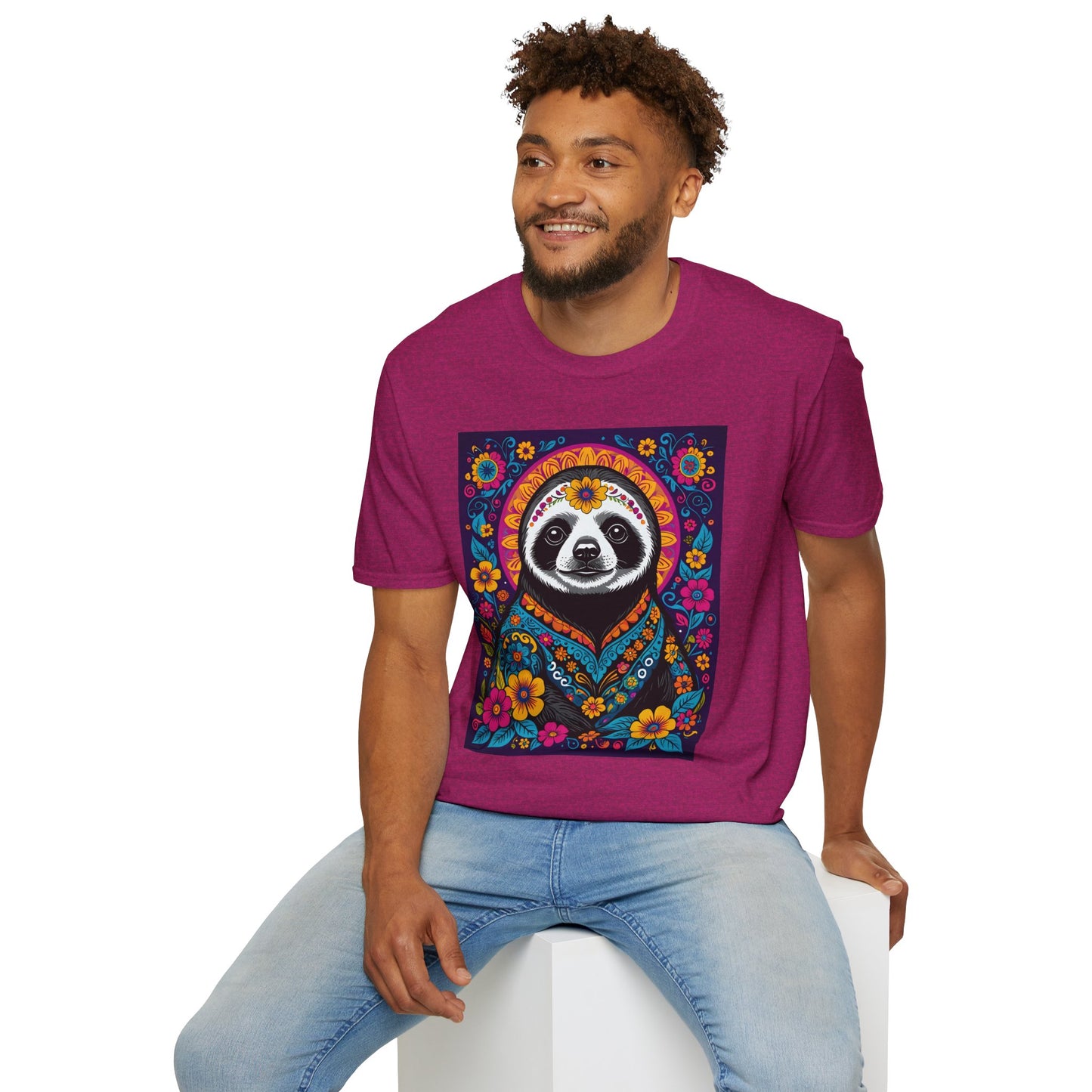 Psychedelic Sloth T Shirt Boho Animal Graphic Tee Trippy Festival Top Gift for Sloth Lovers