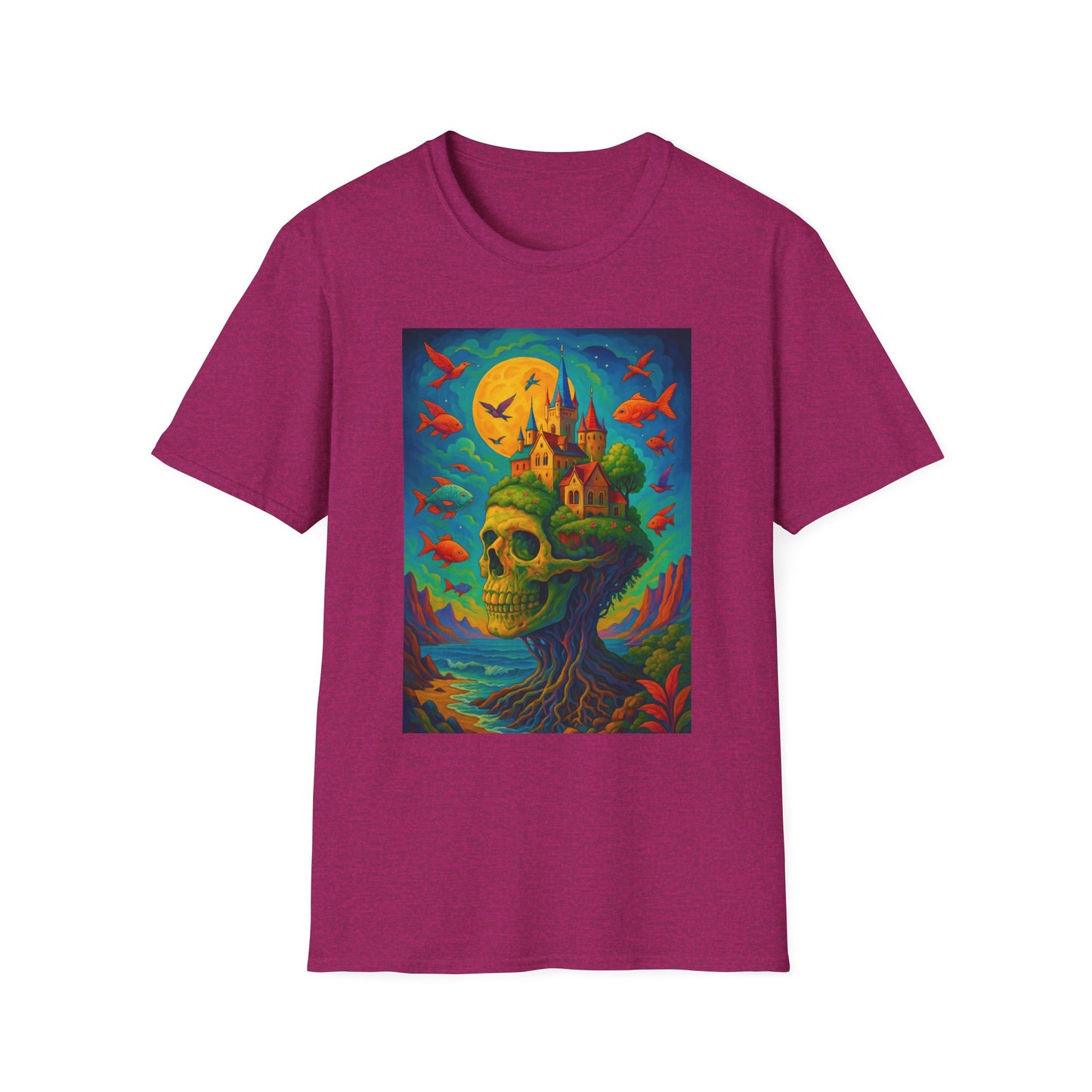 Psychedelic Skull Castle T-Shirt Surreal Fantasy Art Tee | Trippy Gothic Aesthetic Shirt | Gift for Weirdos and Dreamers | Dark Art Forest Top