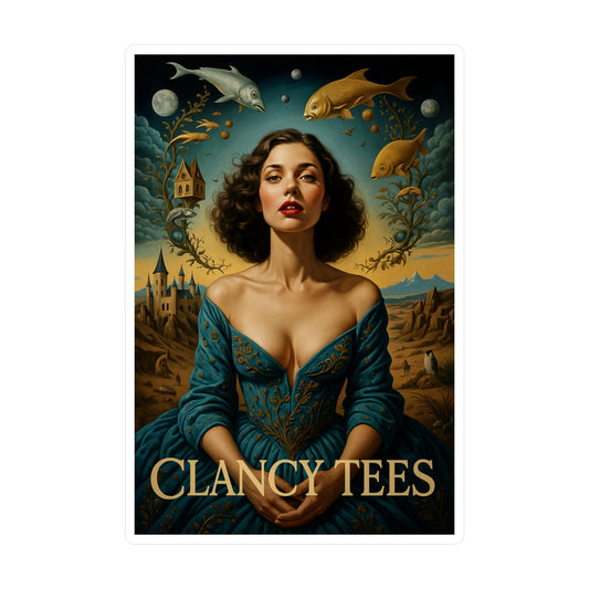 ClancyTees Surreal Queen Sticker – Kiss Cut Vinyl Decal, Fantasy Artwork, Dreamcore Aesthetic, Gift for Art Lovers