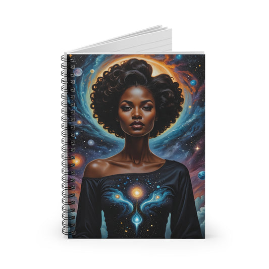 Afrofuturist Cosmic Spiral Notebook Ruled Line Journal Gift for Students Writers