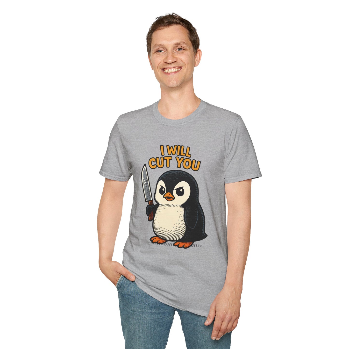 Angry Penguin Knife Shirt – Funny Animal Graphic Tee, Sarcastic Gift for Introverts, Cute but Deadly Humor Shirt