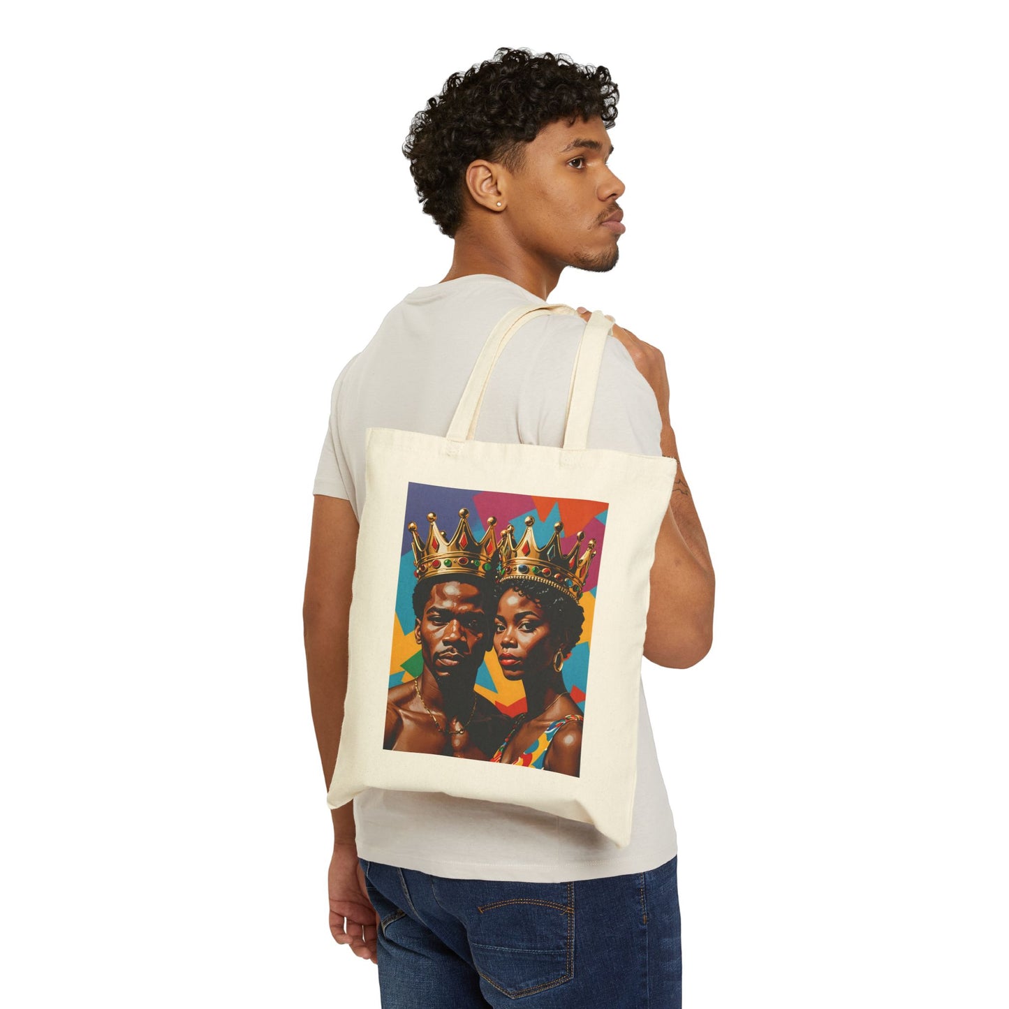 Royal Crown Couple Tote Bag Afrocentric Art Tote Bag Bold Cultural Design Tote Bag