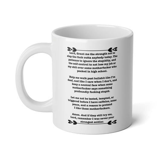 ClancyTees Serenity Prayer 20oz Coffee Mug Funny Oversized Profane Office Humor Sarcastic Morning Motivation