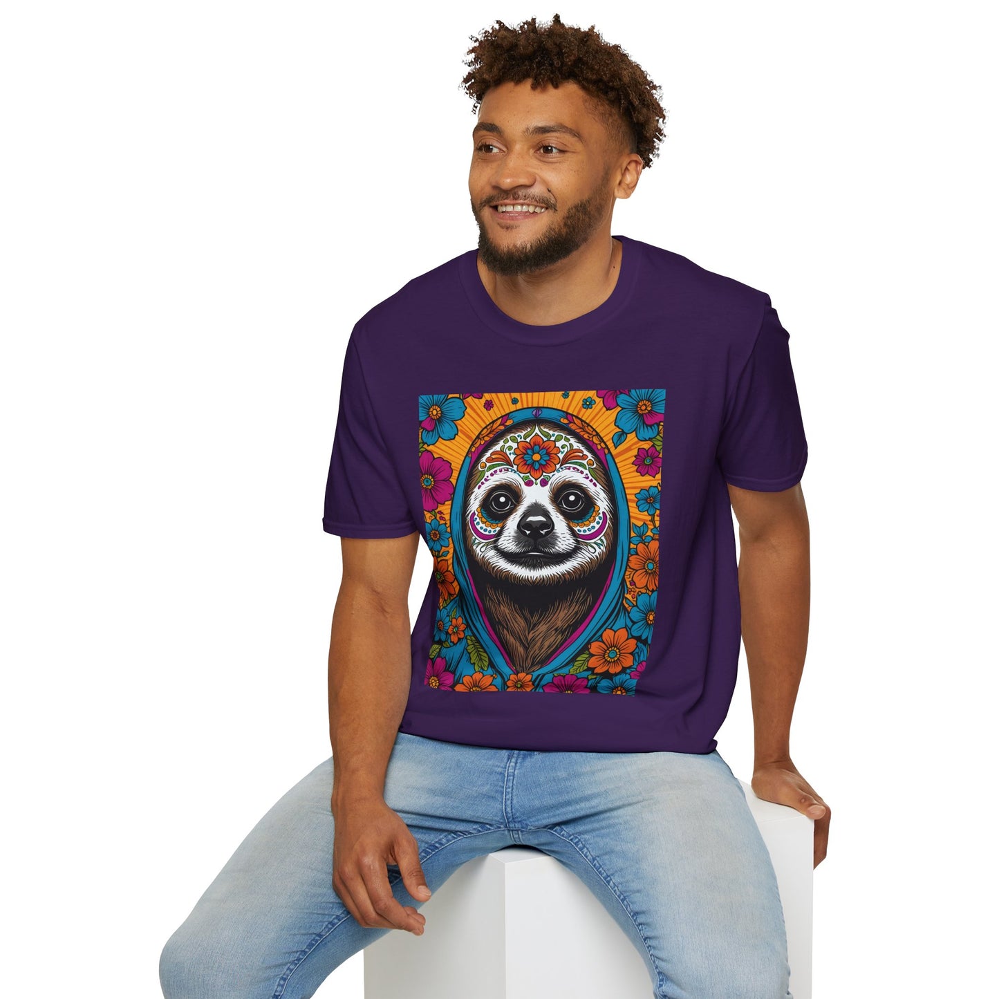 Psychedelic Sloth T Shirt Trippy Animal Graphic Tee Colorful Festival Top Gift for Sloth Lovers