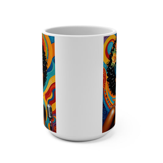 Afrofuturist Jazz Singer Mug Bold Soulful Artwork Coffee Cup Vibrant Music Inspired Drinkware Gift for Singers Gift for Music Lovers Gift for Artists