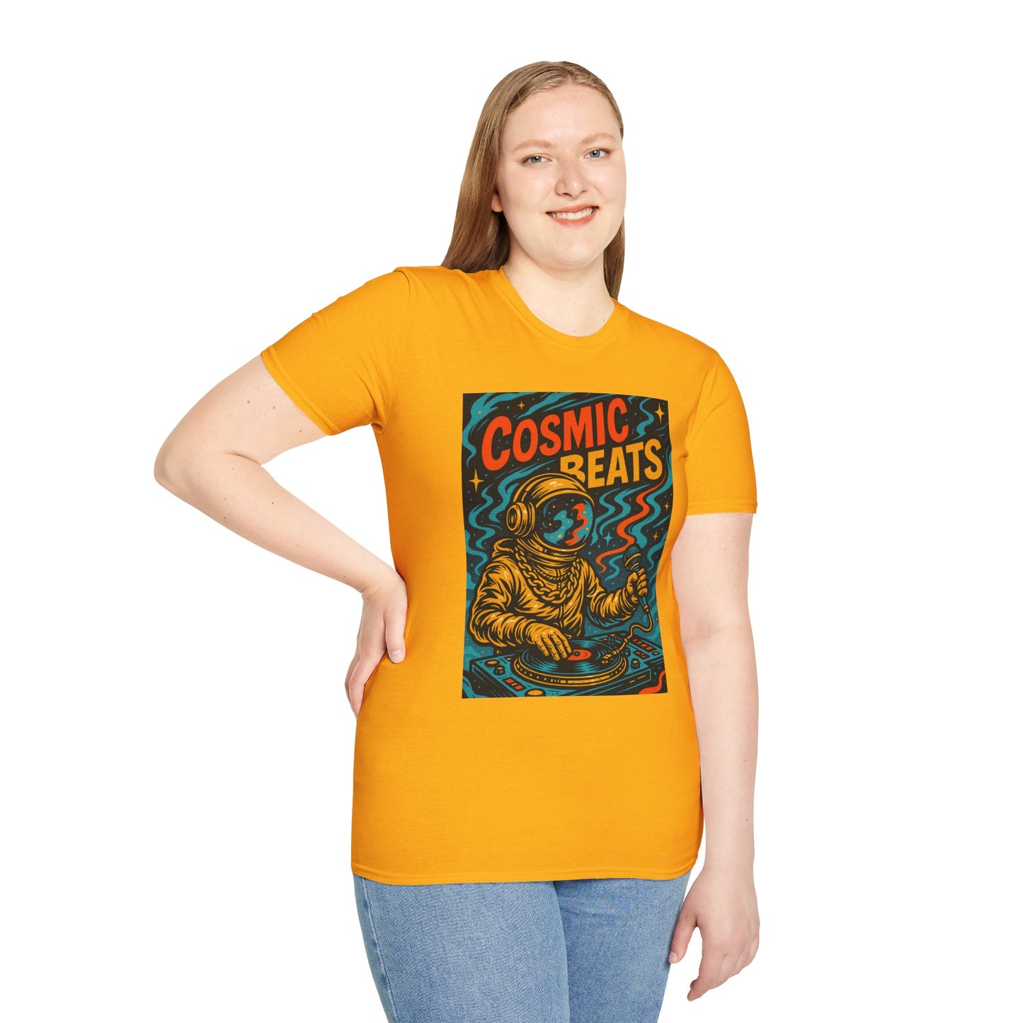 Astronaut DJ Shirt Cosmic Beats Tee Space Music Graphic Gift for EDM Lovers