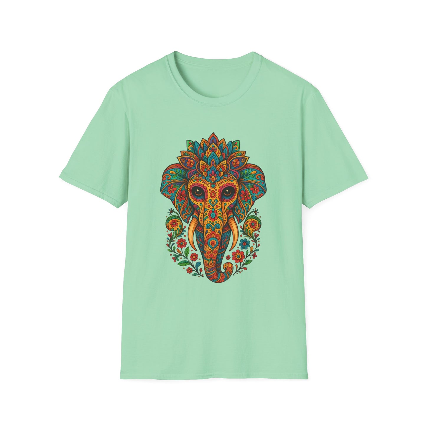 Boho Elephant Shirt Psychedelic Floral Head Art Tee Gift for Spiritual Seekers Animal Lovers and Mindful Hippies with a Love for Earthy Trippy Vibes