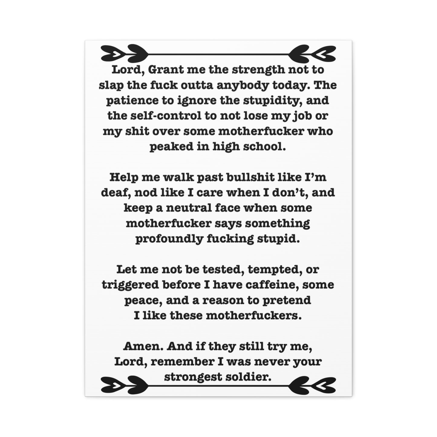 ClancyTees Serenity Prayer Canvas Wall Art Funny Profane Office Decor Sarcastic Home Gift