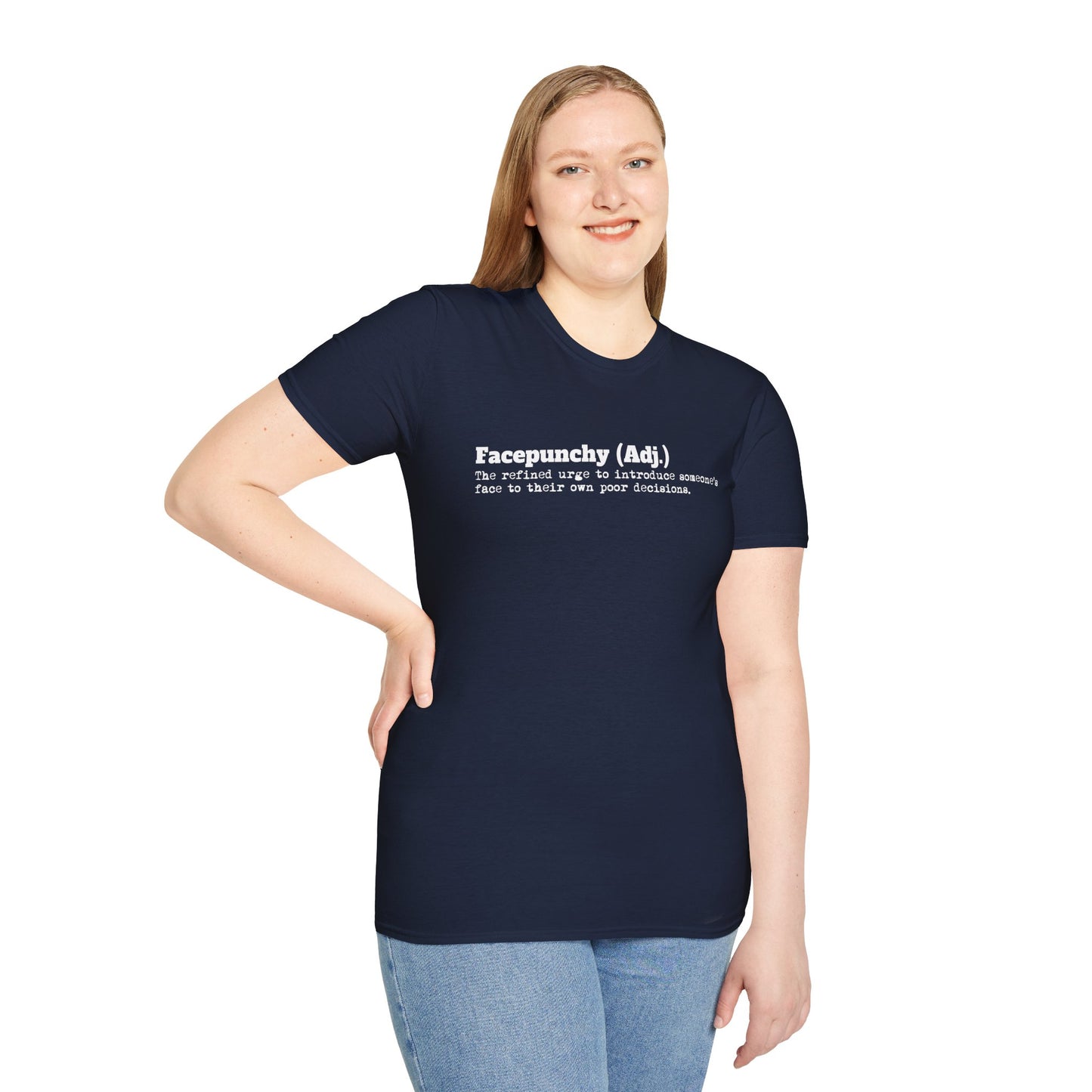 Facepunchy Definition T-Shirt Sarcastic Text Tee Funny Dictionary Shirt for Snarky People Gift for Coworkers with Attitude Passive Aggressive Humor