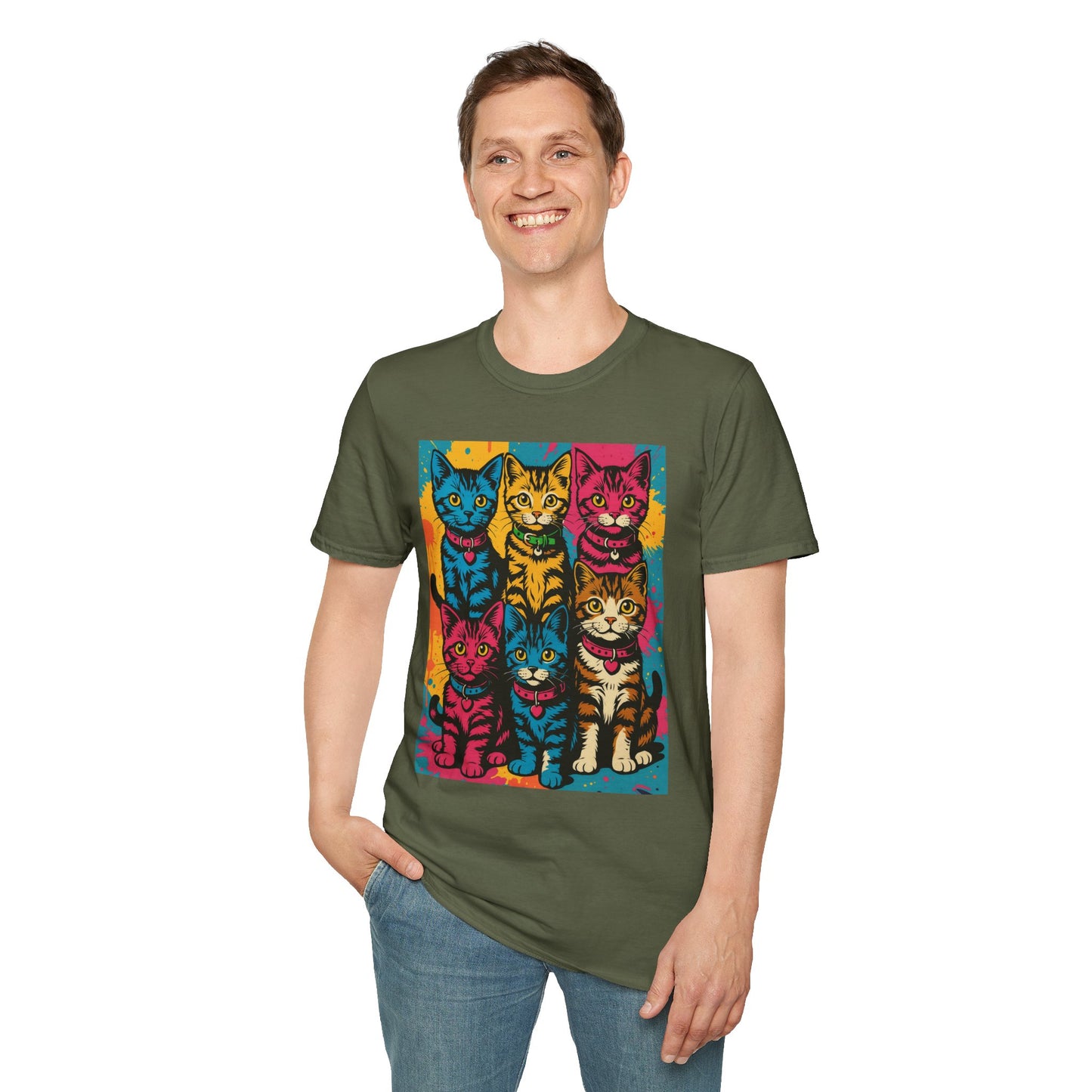 Rainbow Cats Art Shirt – Colorful Cat Lover Tee for Feline Fans – Funny Gift for Cat Moms, Pet Parents, Weird Cat People & Whimsical Animal Aesthetic