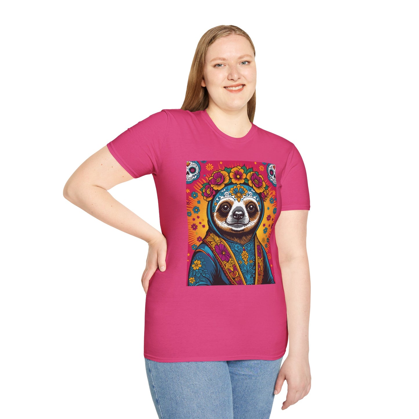 Boho Sloth T Shirt Trippy Animal Graphic Tee Colorful Festival Top Gift for Sloth Lovers