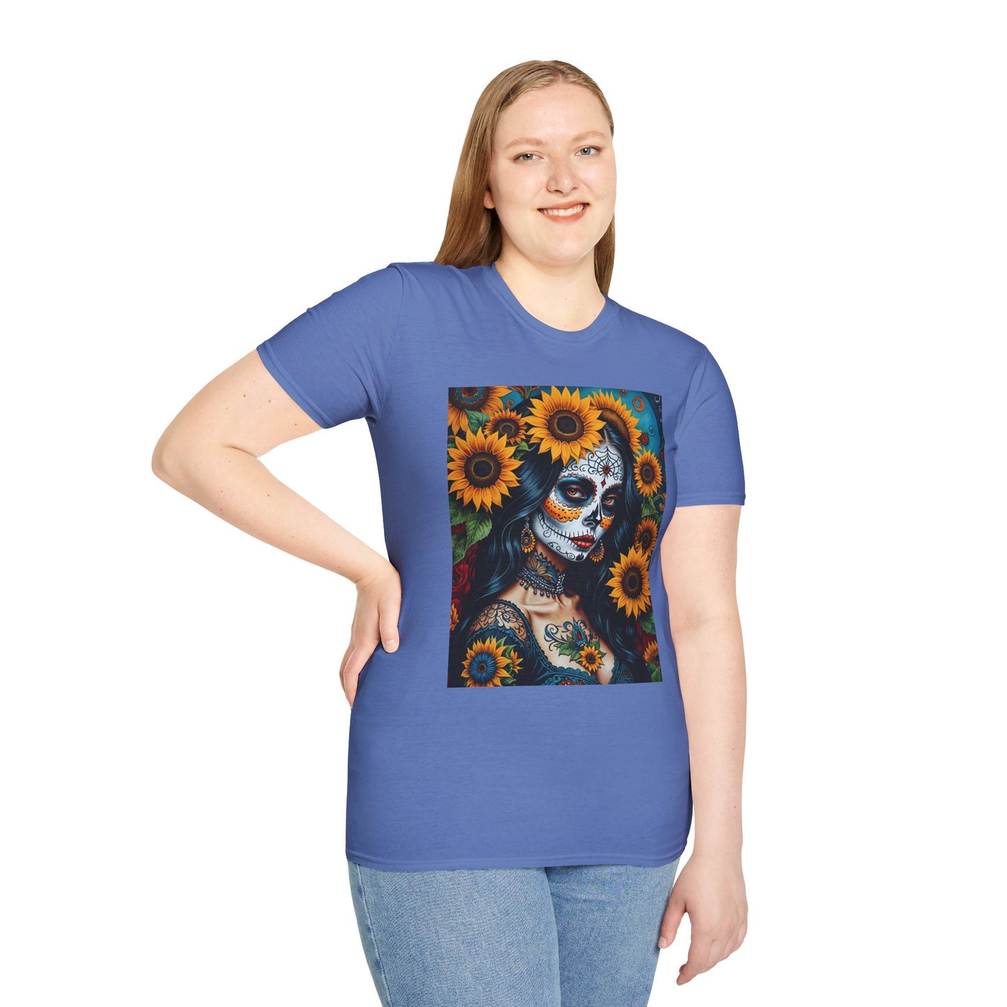 Day of the Dead Floral T-Shirt, Sugar Skull Tee, Unisex Halloween Shirt, Floral Art T-Shirt, Casual Everyday Wear