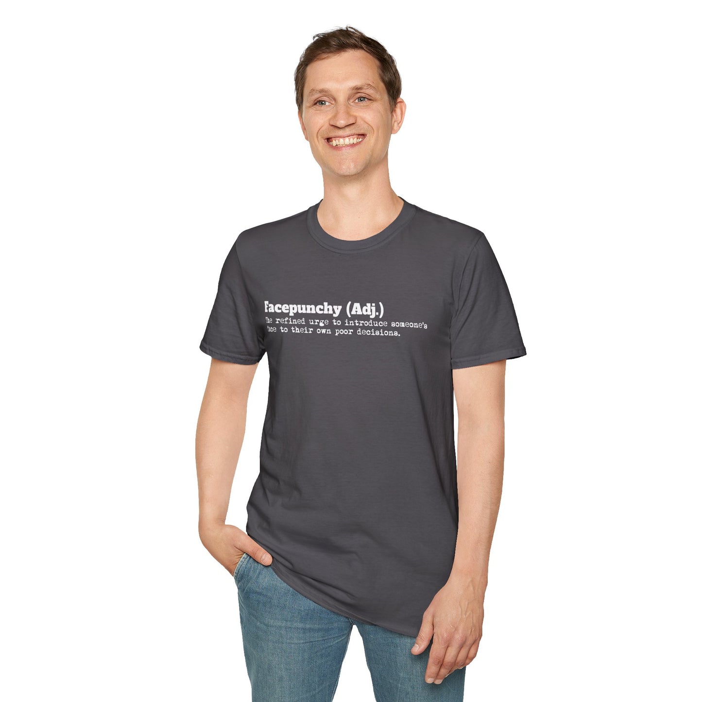 Facepunchy Definition T-Shirt Sarcastic Text Tee Funny Dictionary Shirt for Snarky People Gift for Coworkers with Attitude Passive Aggressive Humor