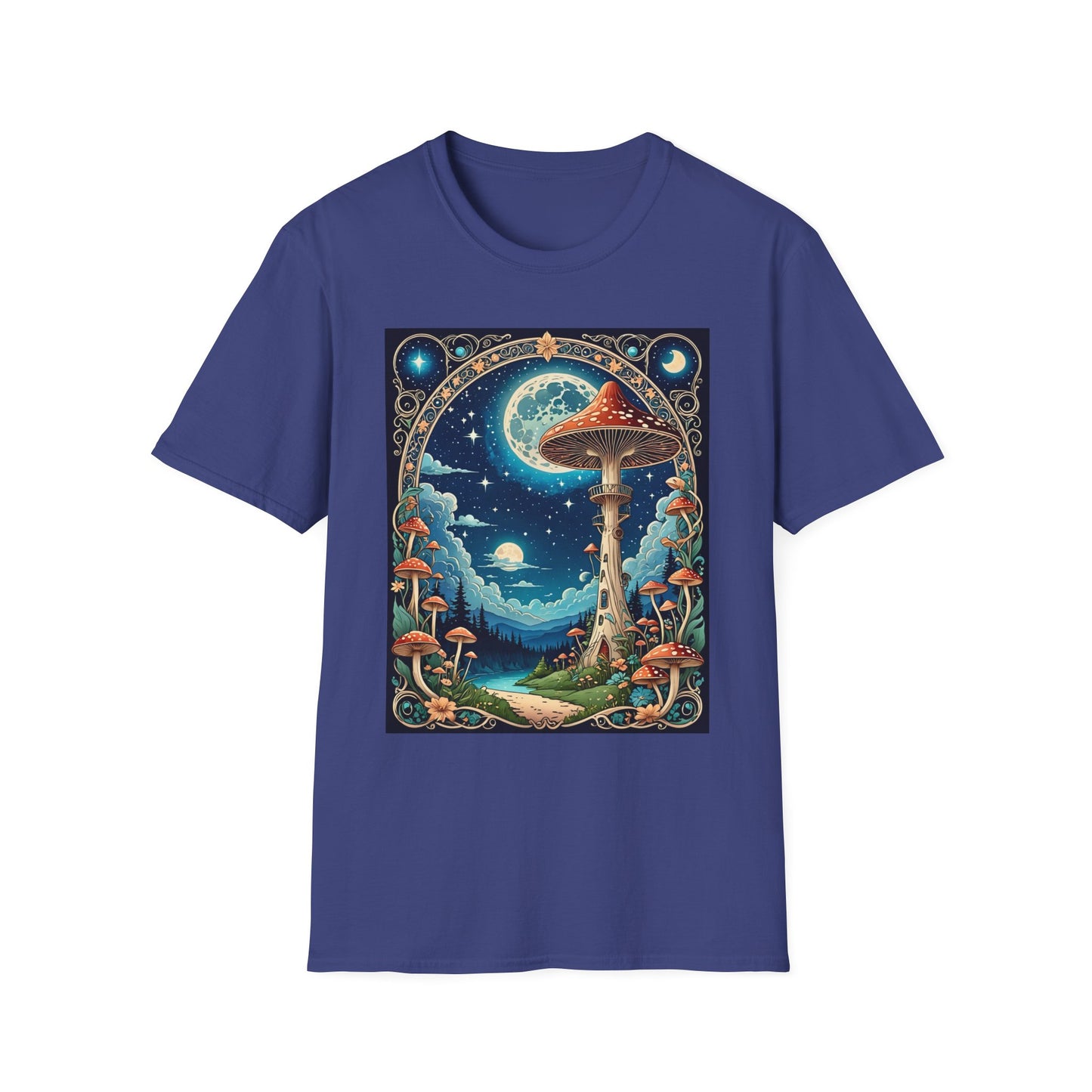 Psychedelic Mushroom Forest Shirt – Trippy Moonlight Nature Tee – Gift for Shroom Enthusiasts, Fantasy Fans, and Dreamy Escapists