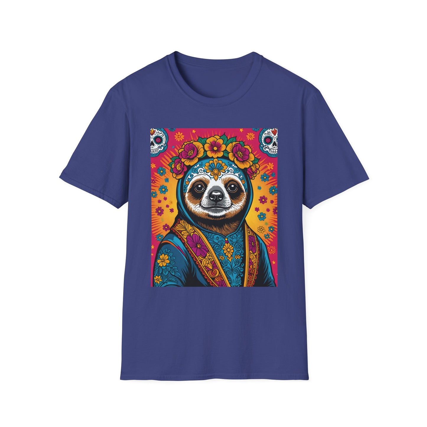 Boho Sloth T Shirt Trippy Animal Graphic Tee Colorful Festival Top Gift for Sloth Lovers