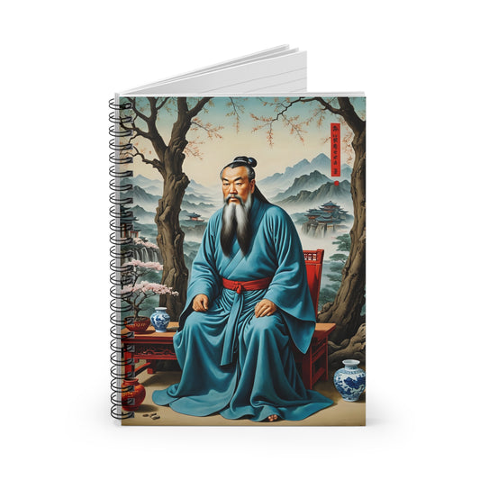 Ancient Philosopher Notebook – Traditional Chinese Art Journal, Wise Sage Writing Notebook, Classic Scroll Inspired Journal, Gift for History Enthusiasts