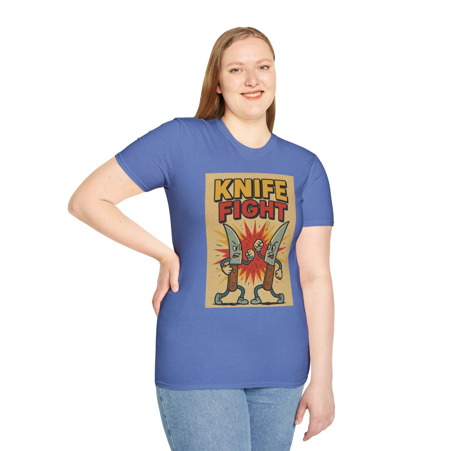 Retro Knife Fight Graphic T-Shirt, Funny Tee, Casual Unisex Clothing, Gift for Him or Her, Unique Humor Shirt