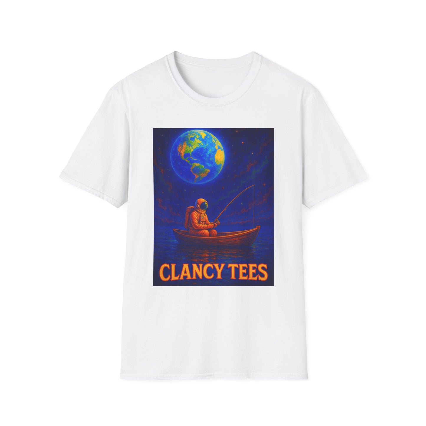 Space Fisherman Graphic T-Shirt, Chill Vibes Tee, Eco-Friendly Gift, Outdoor Enthusiast Apparel, Perfect for Holidays & Summer