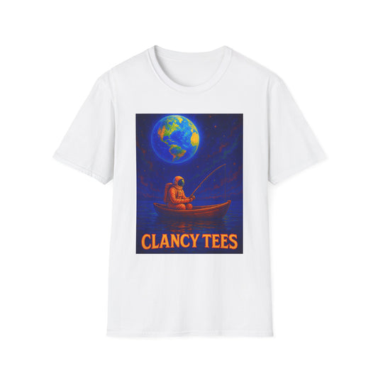 Space Fisherman Graphic T-Shirt, Chill Vibes Tee, Eco-Friendly Gift, Outdoor Enthusiast Apparel, Perfect for Holidays & Summer