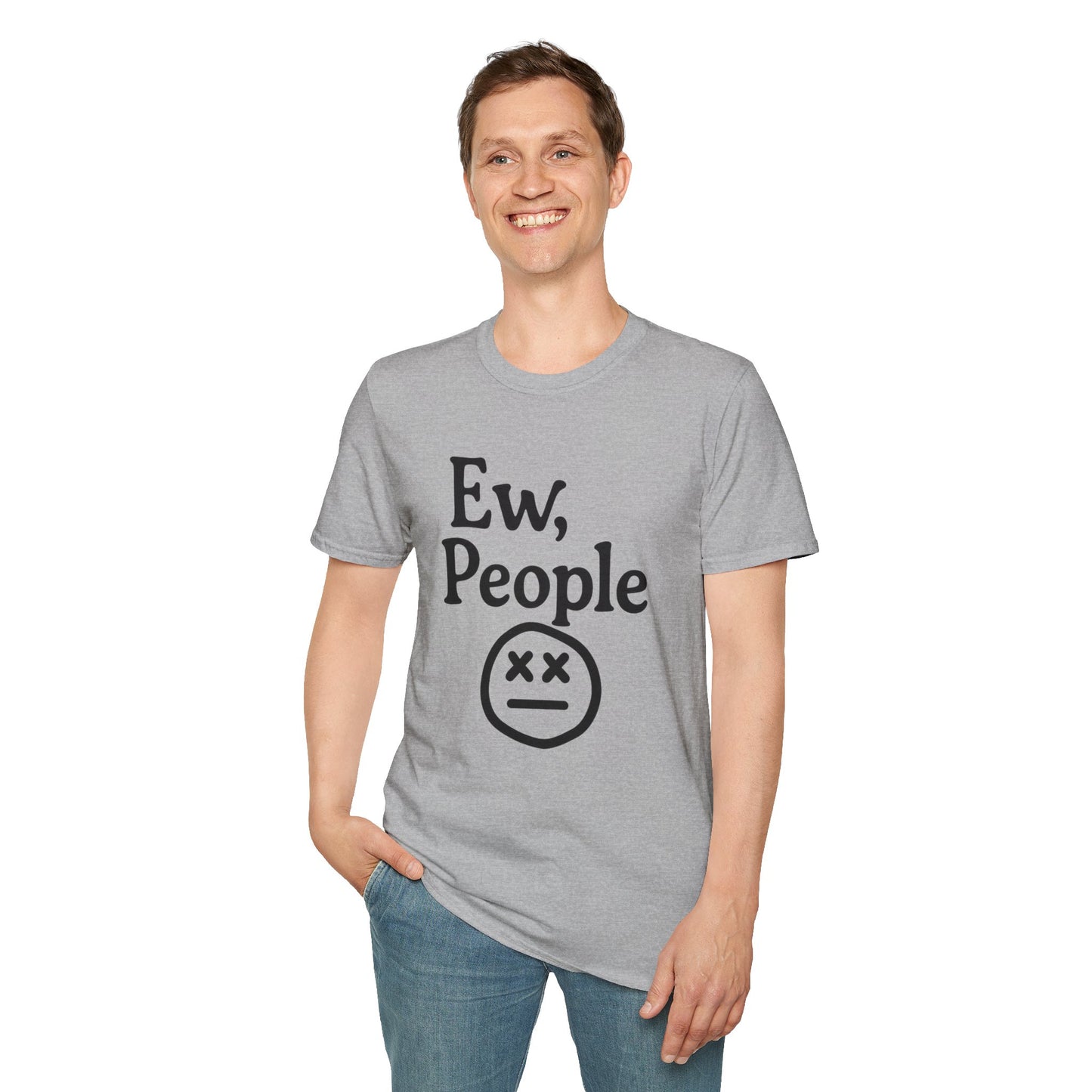 Ew, People Unisex Softstyle T-Shirt | Funny Graphic Tee for Introverts, Gift for Friends, Casual Wear, Comfortable Everyday Shirt