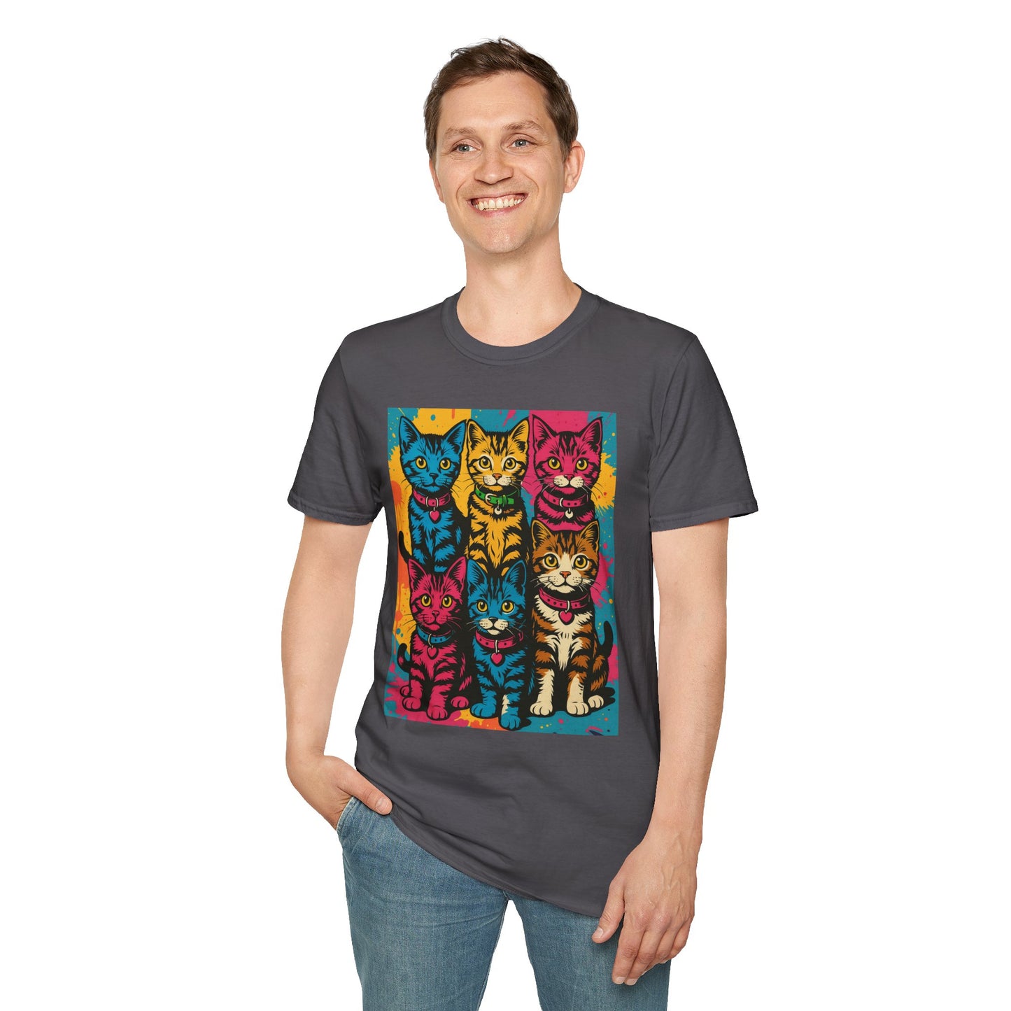 Rainbow Cats Art Shirt – Colorful Cat Lover Tee for Feline Fans – Funny Gift for Cat Moms, Pet Parents, Weird Cat People & Whimsical Animal Aesthetic