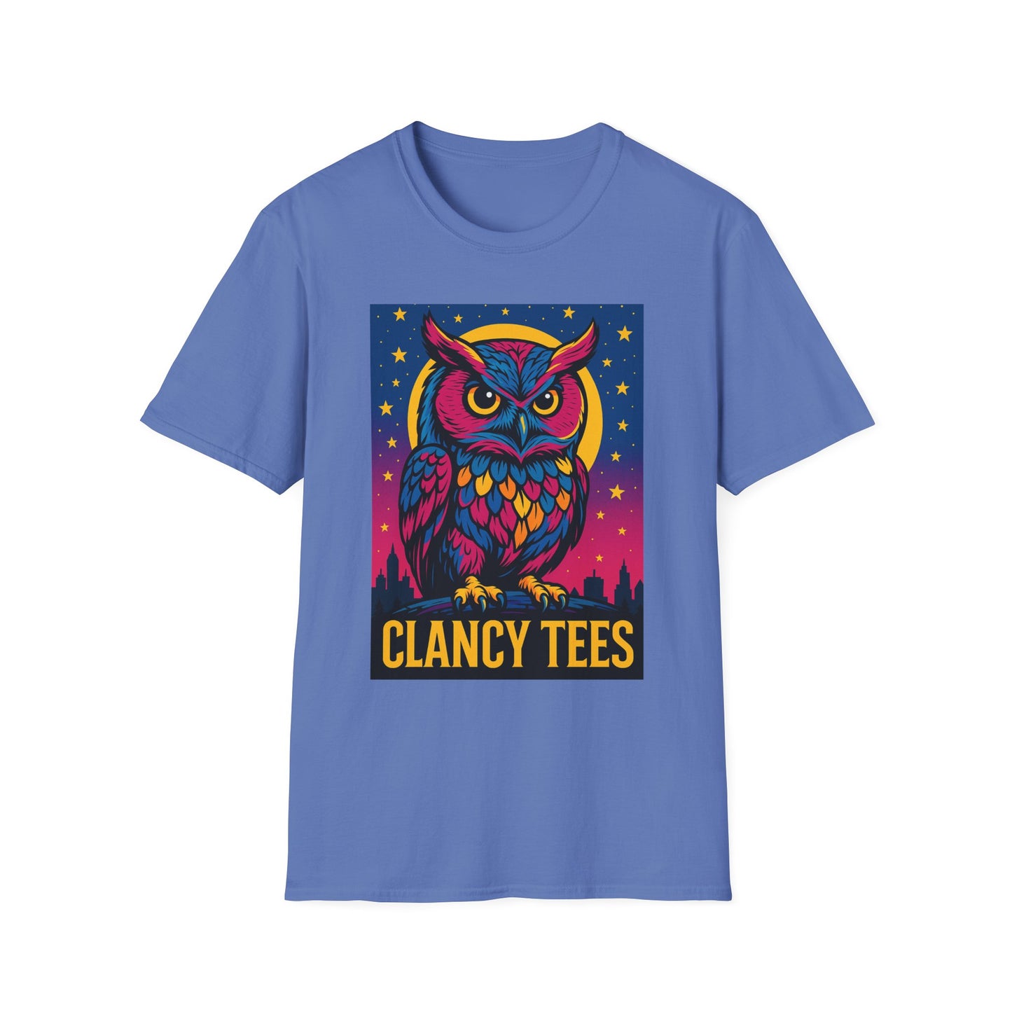 Psychedelic Owl Shirt with Stars and Moon | Trippy Forest Animal Tee | Gift for Night Owls and Weirdos | Bold Colorful Nature Graphic Tee