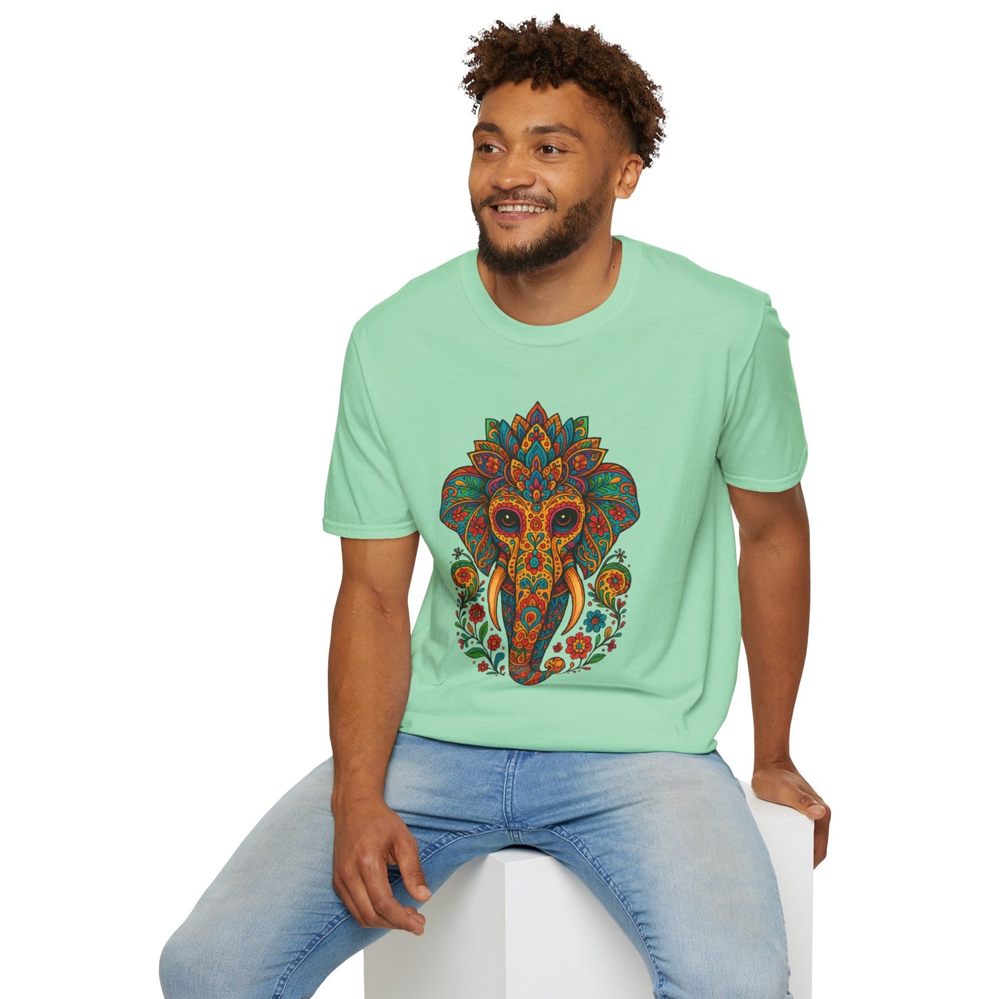 Boho Elephant Shirt Psychedelic Floral Head Art Tee Gift for Spiritual Seekers Animal Lovers and Mindful Hippies with a Love for Earthy Trippy Vibes