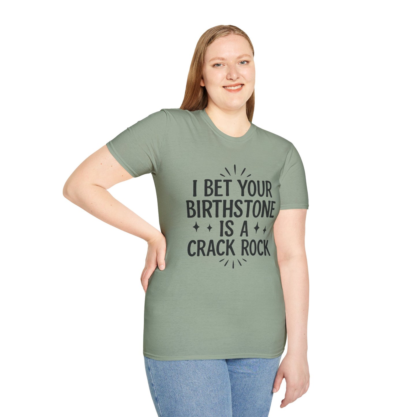 Crack Rock Birthstone Shirt – Funny Insult Tee – Gift for Petty Friends, Sarcastic Adults, and People Who Love Dark Humor